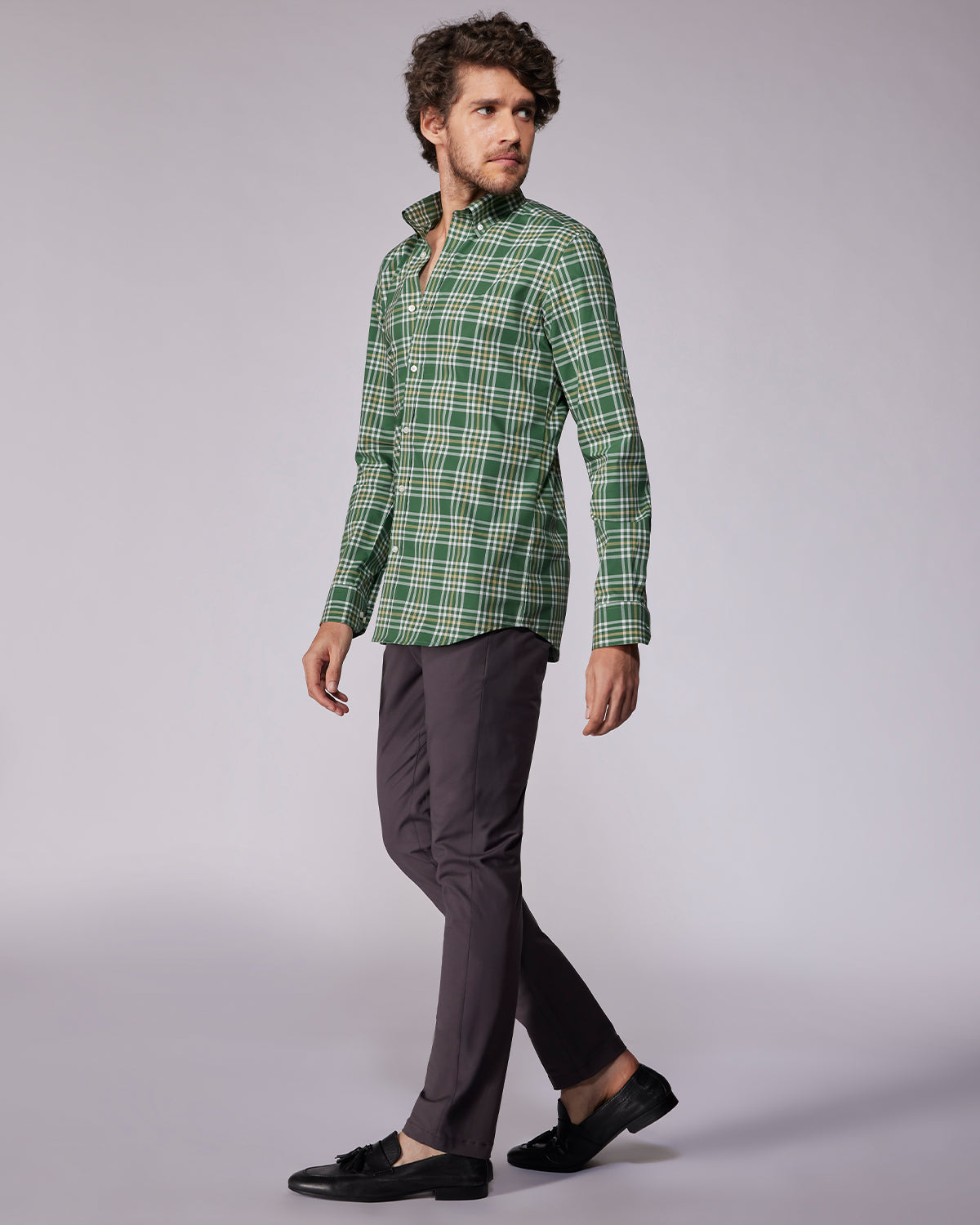 Cotton Poplin Checked Shirt - Green