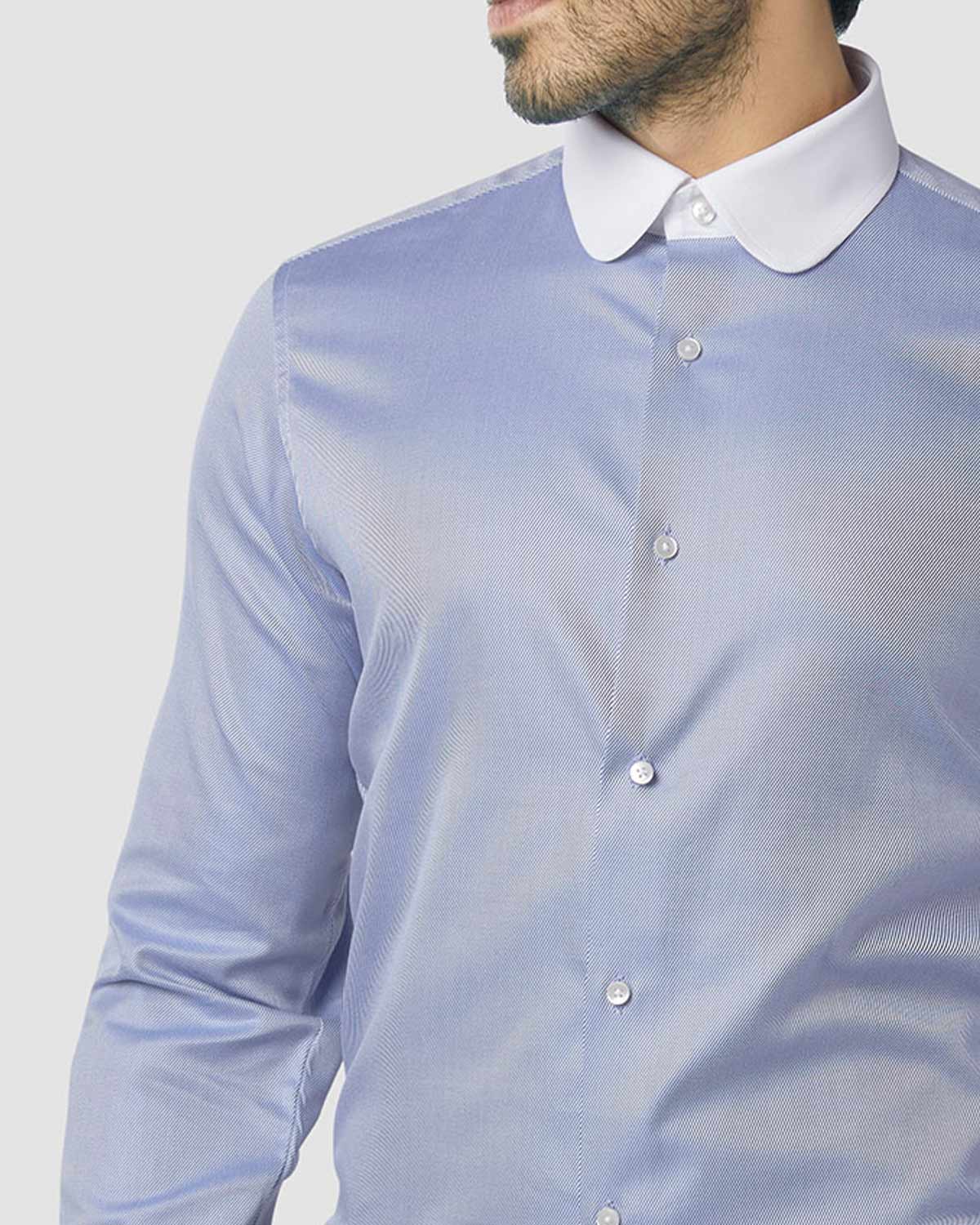 2- Ply Solid Twill Shirt - Mid Blue