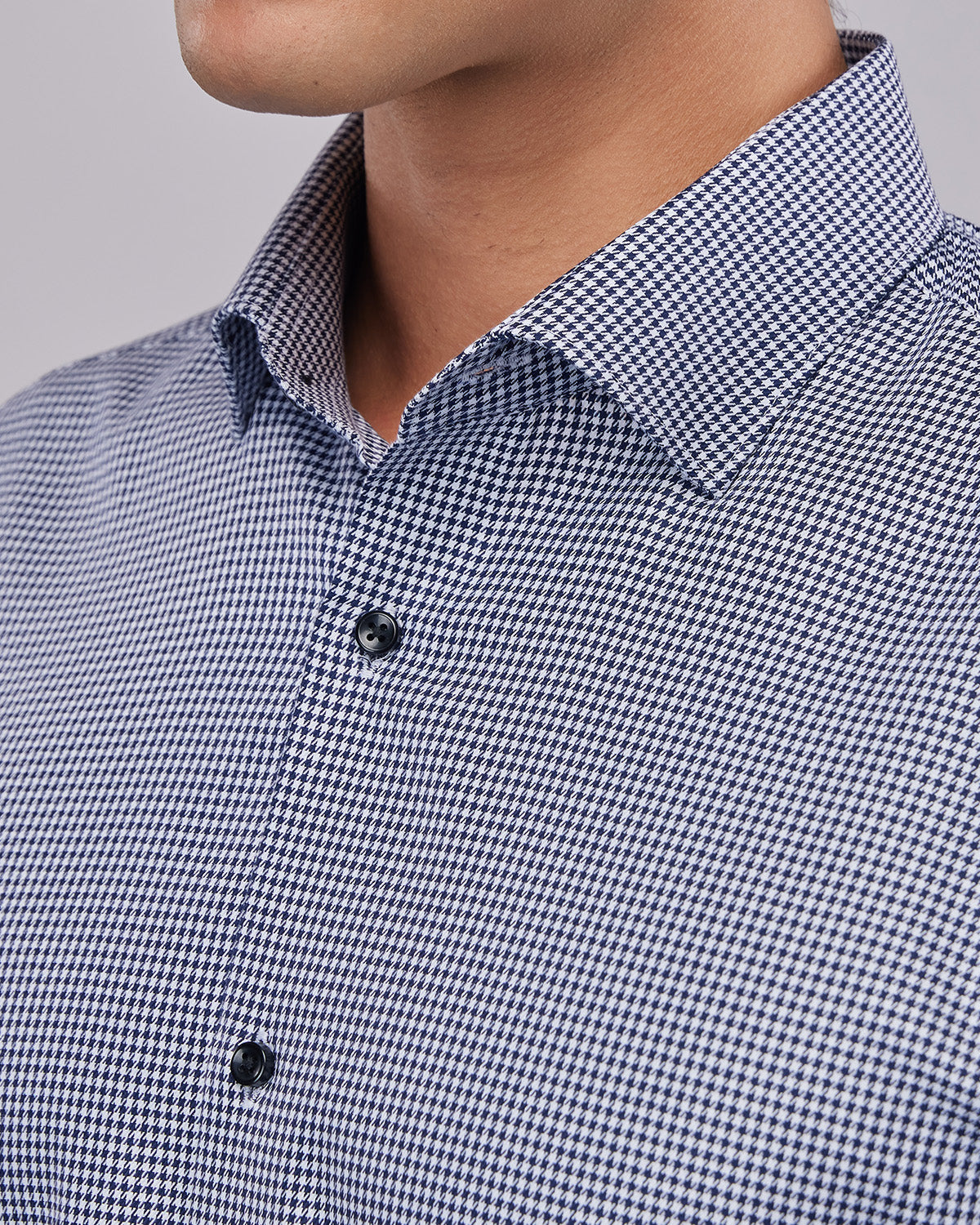 Houndstooth Shirt - Navy