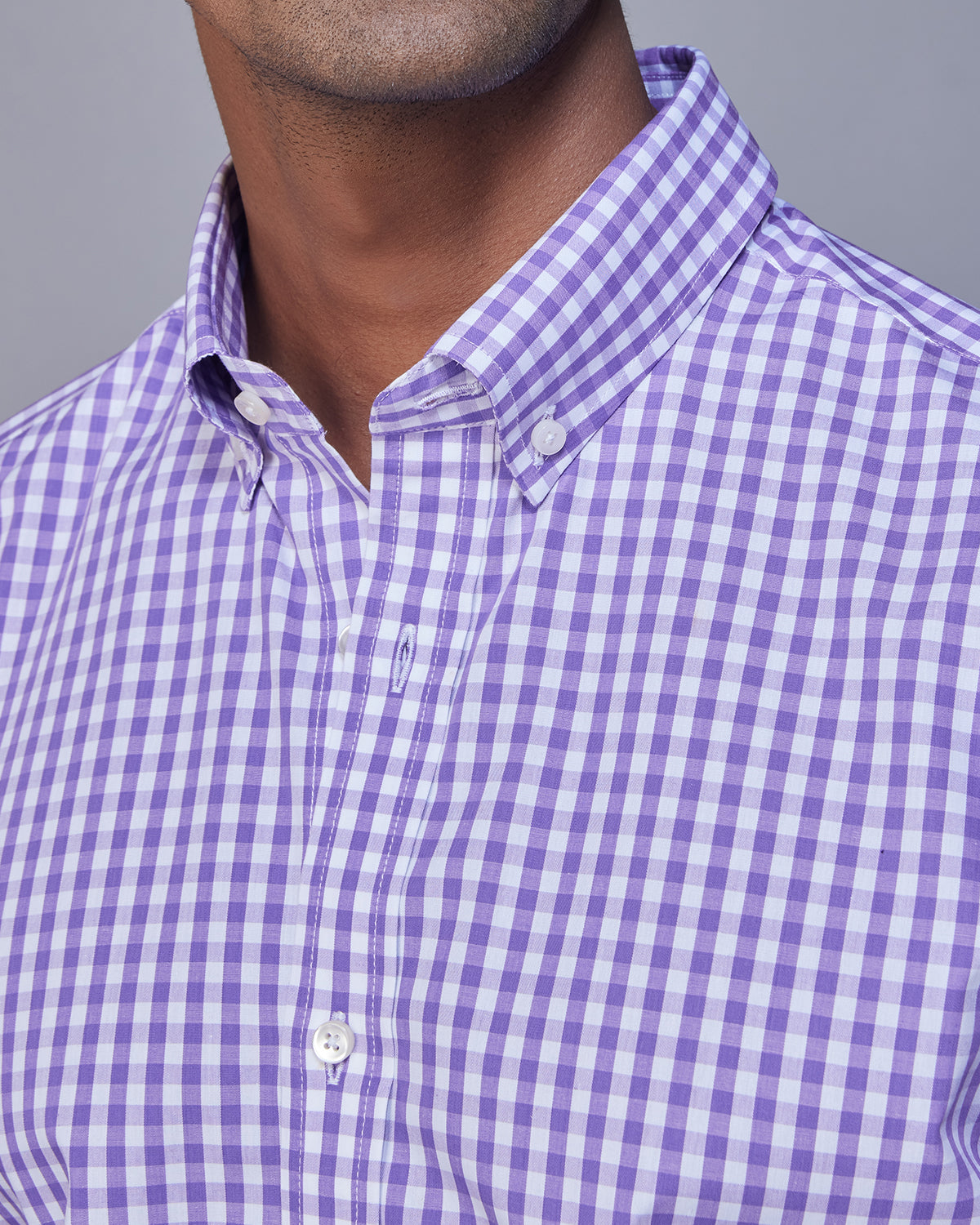 Gingham Checked Shirt - Purple