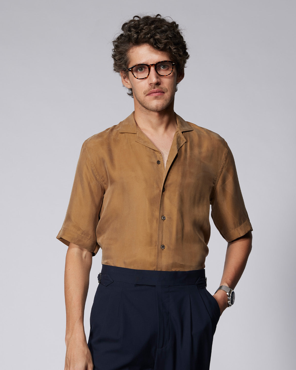 Cupro Twill Shirt - Brown