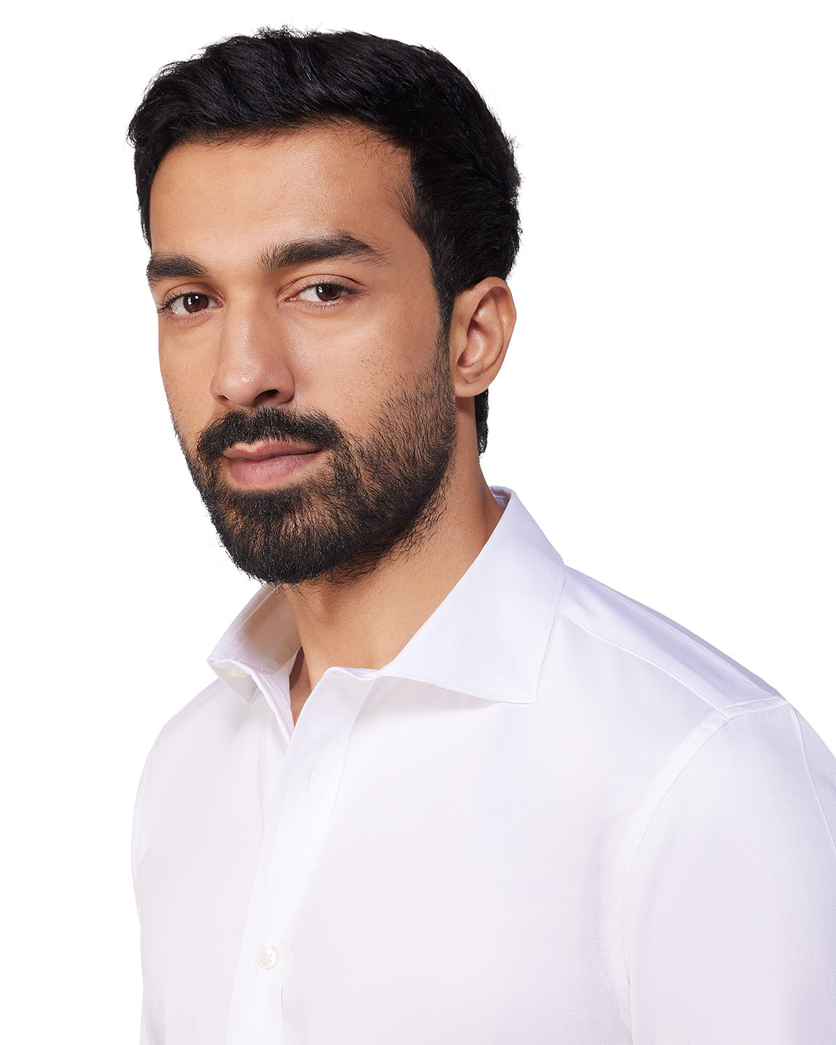 Stretch Cotton Satin Shirt - White