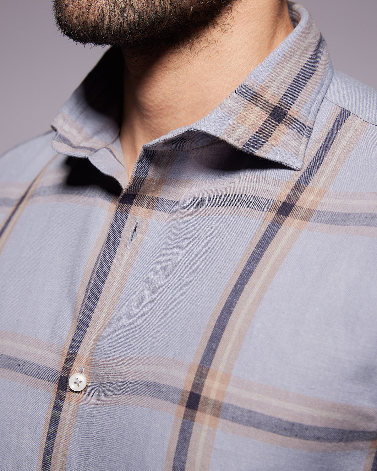 Japanese Twill Checked Shirt - Grey