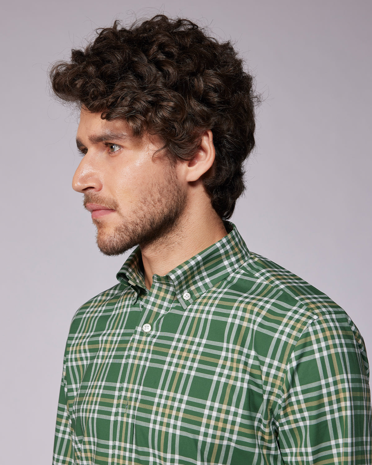 Cotton Poplin Checked Shirt - Green