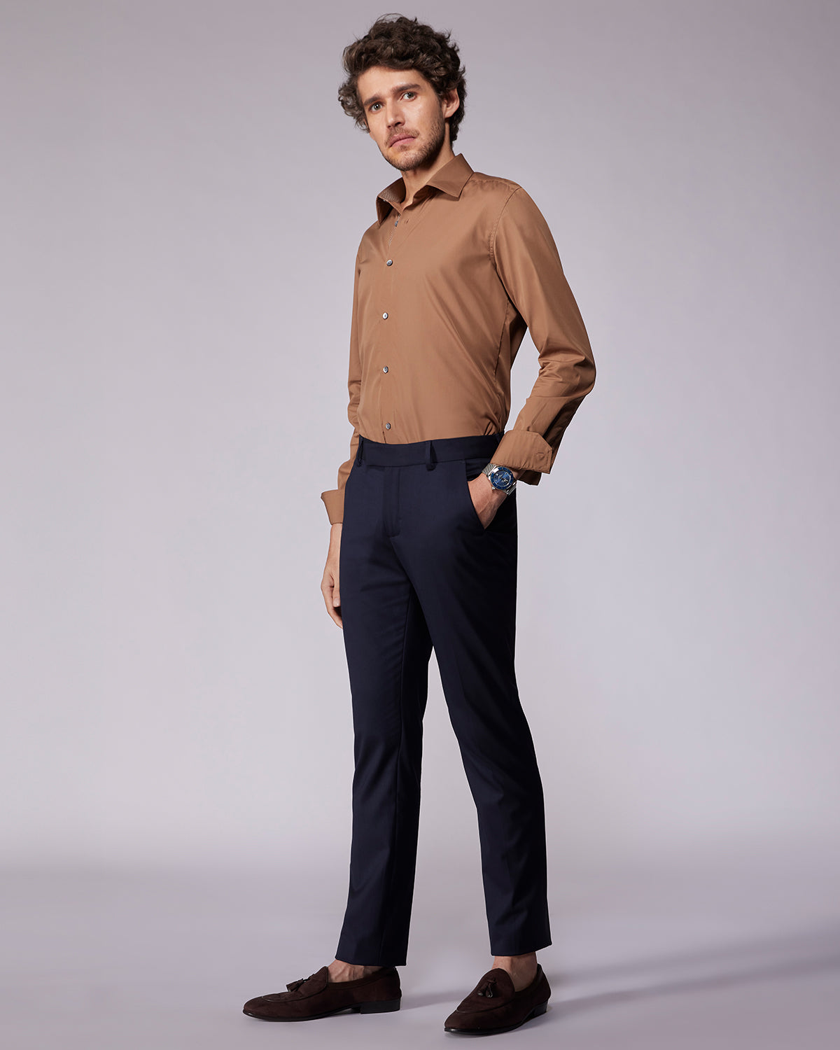 Cotton Poplin Shirt - Brown