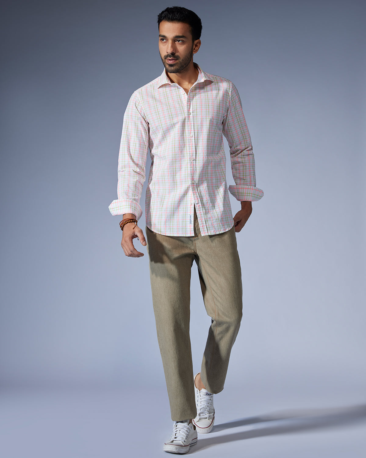 Seersucker Checked Shirt - Pink & Green