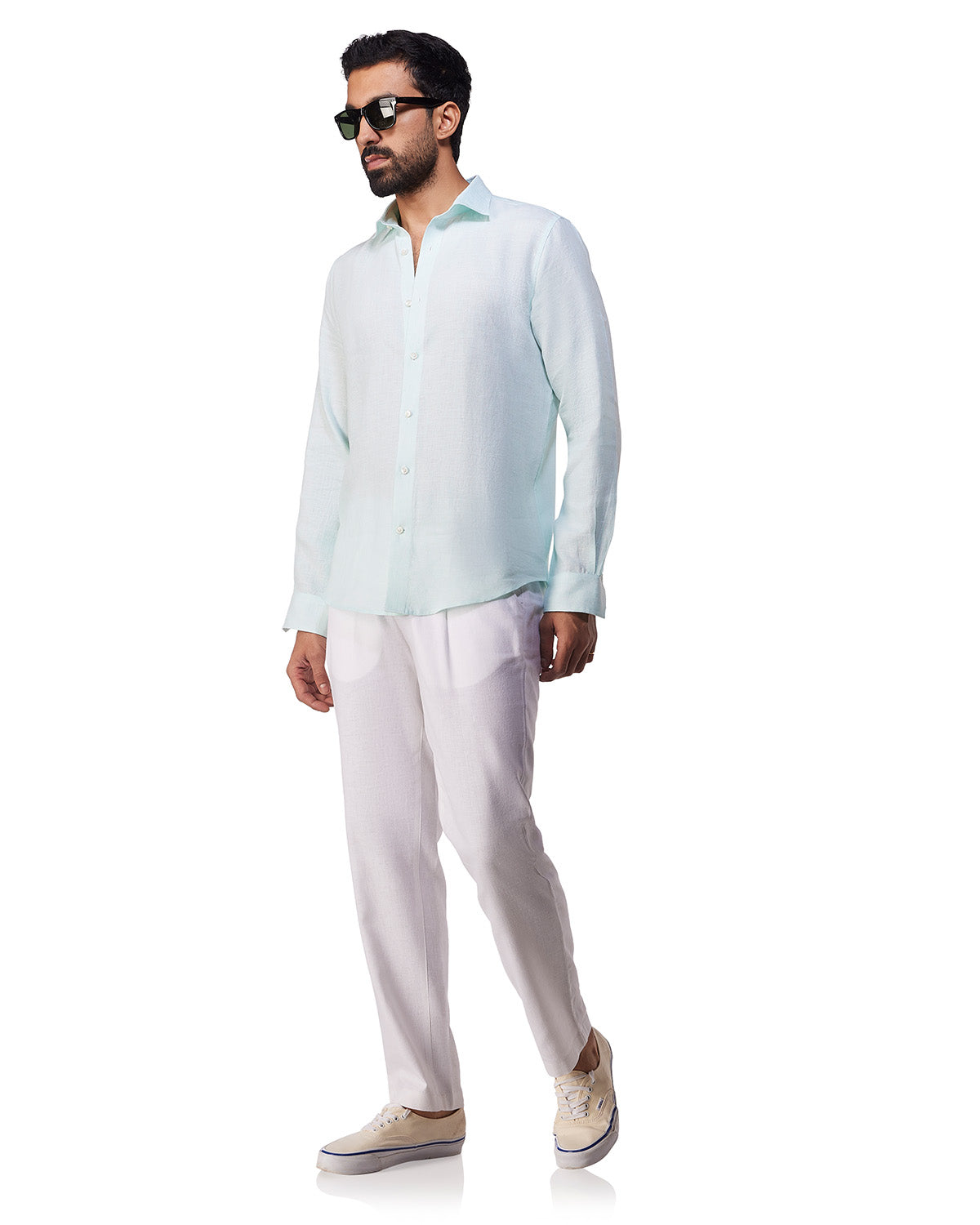 100% Linen Shirt - Light Green
