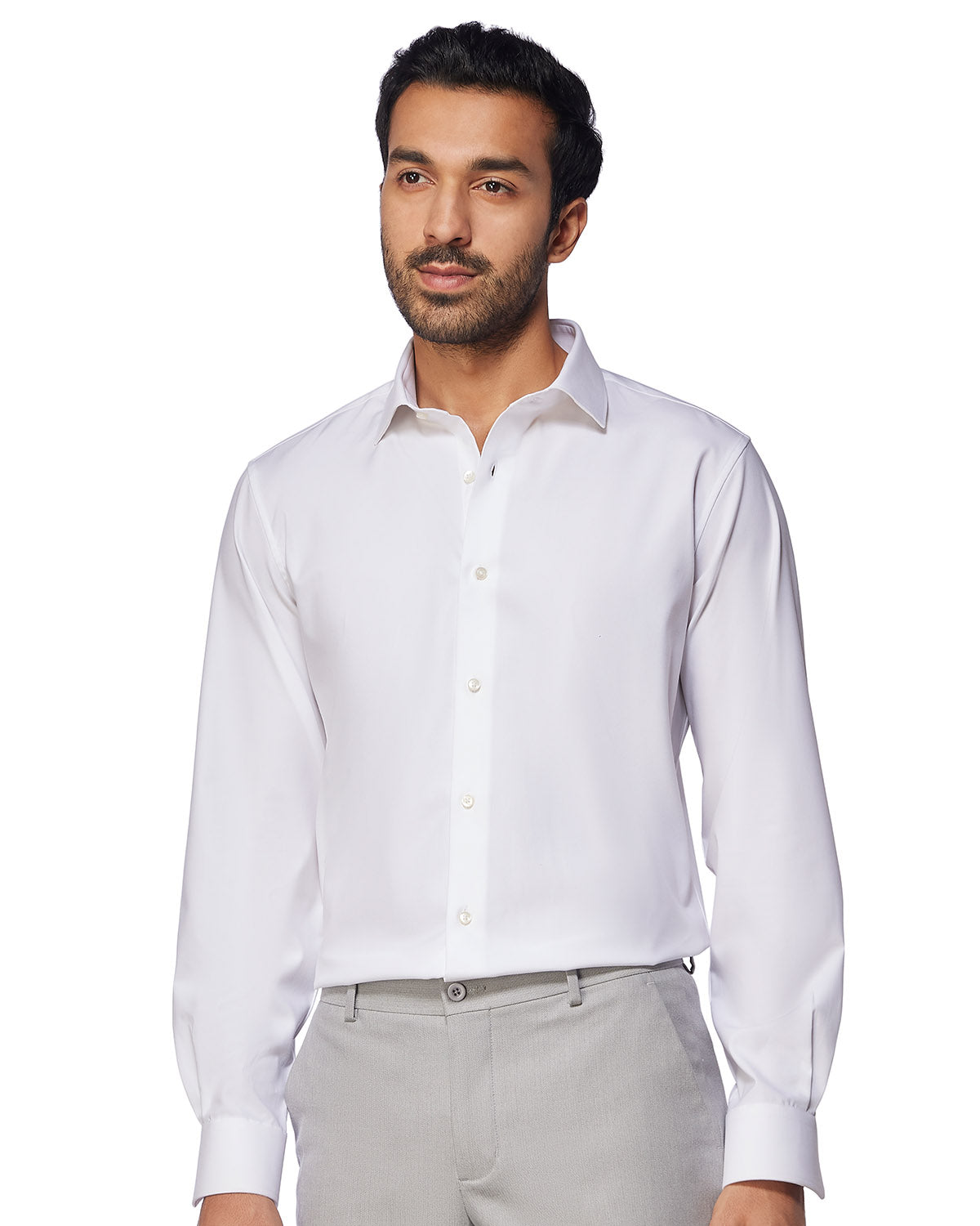 4-Way Stretch Oxford Shirt -  White