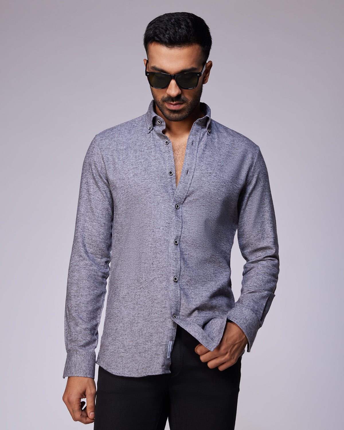 Brushed Twill Shirt - Grey