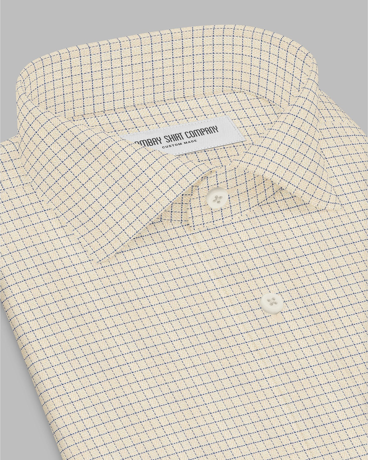 Aventine Herringbone Checked Shirt - Yellow & Dark Blue