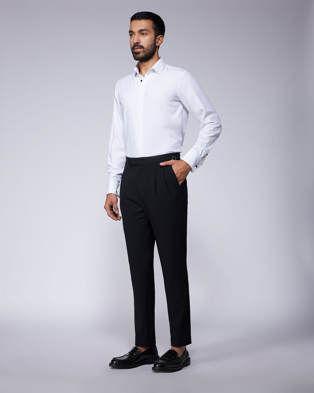 4-Way Stretch Herringbone Shirt - White