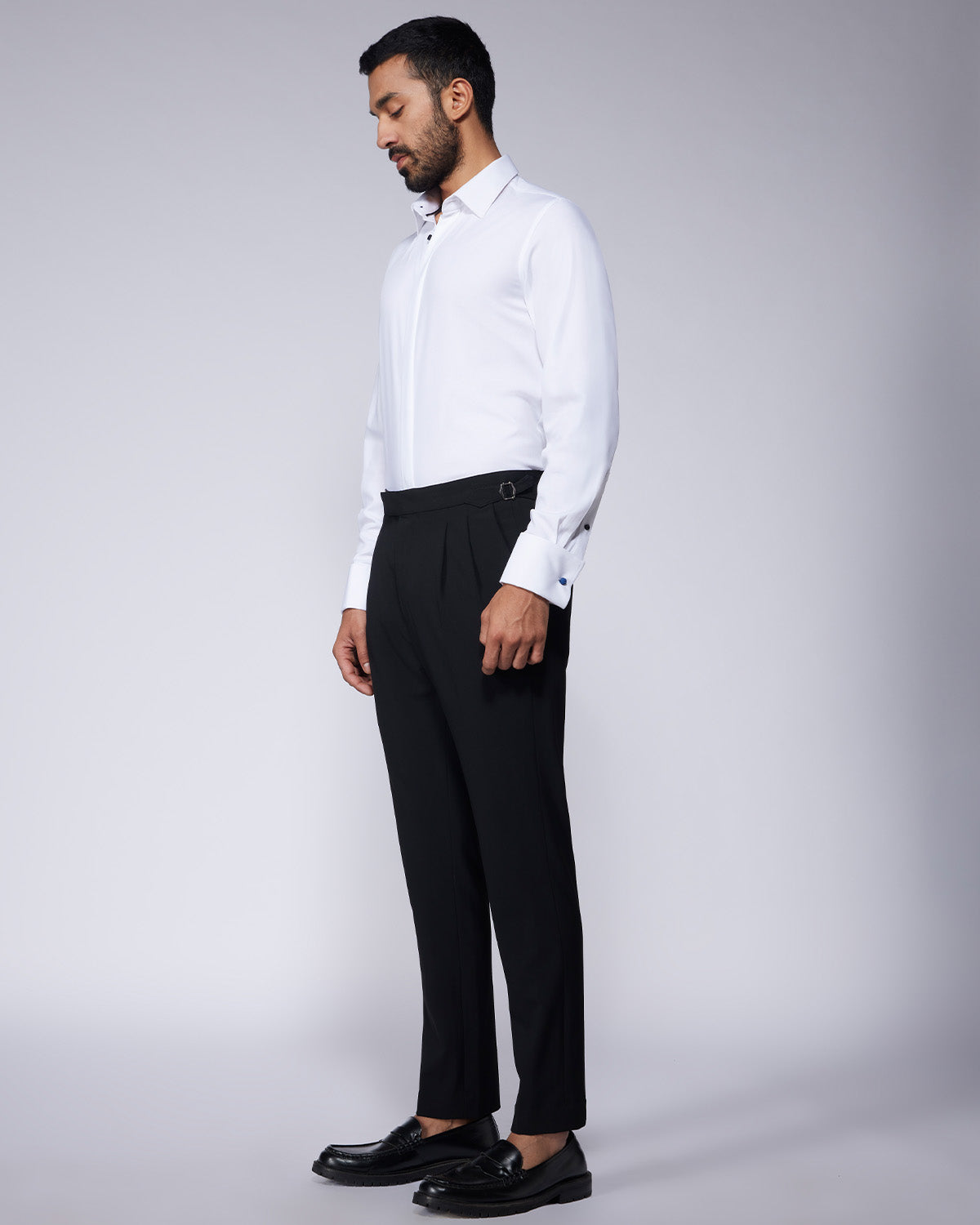 4-Way Stretch Herringbone Shirt - White