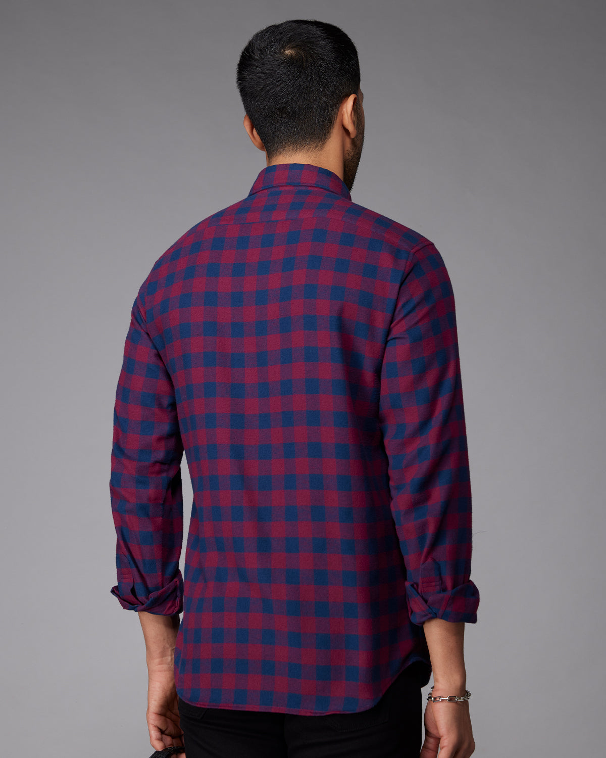 Flannel Checked Shirt - Maroon & Navy