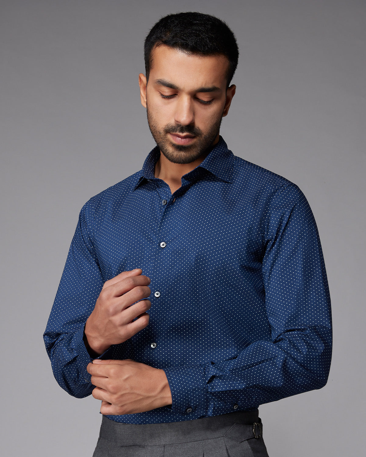 Polka Dot Printed Shirt - Navy