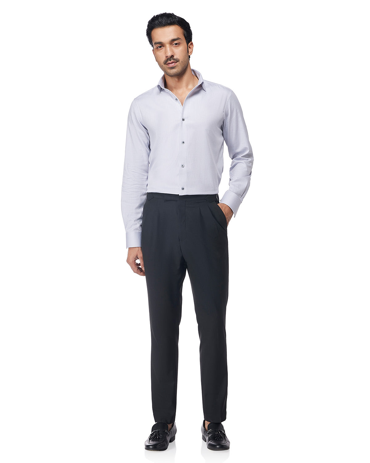 Stretch Cotton Dobby Shirt - Grey