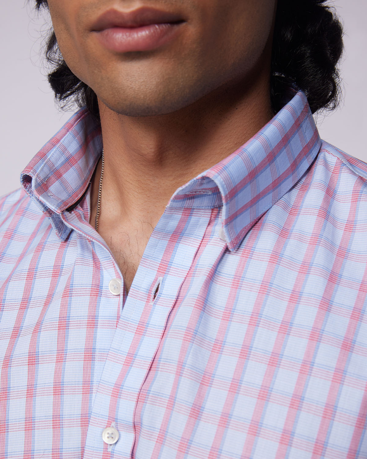 Somelos Checked Shirt - Light Blue & Red