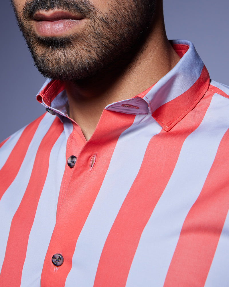 Somelos Striped Shirt - Red & Grey