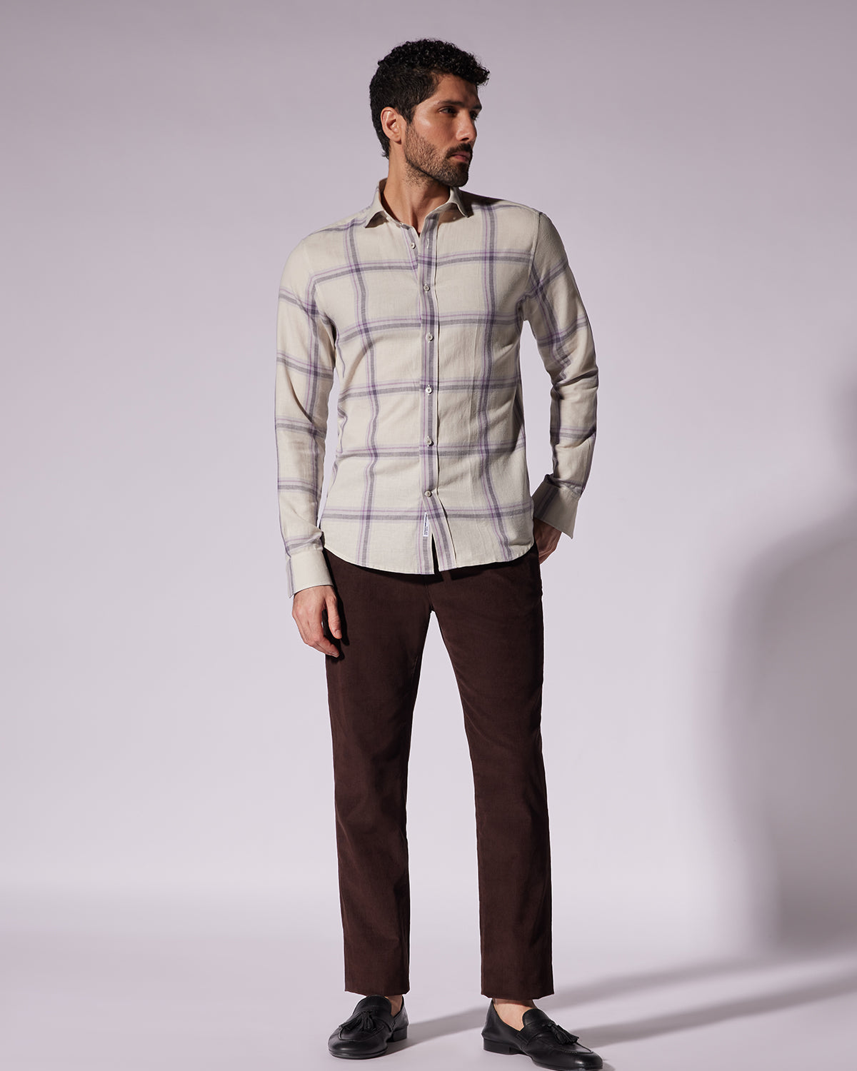 Japanese Twill Checked Shirt - Ecru