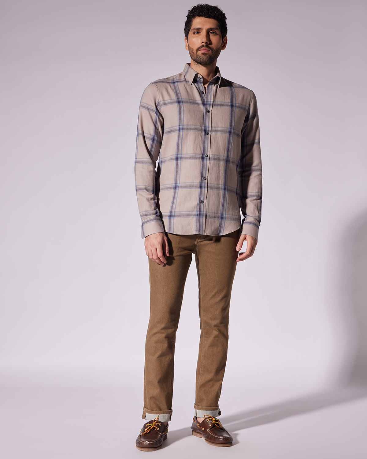 Japanese Twill Checked Shirt - Light Brown