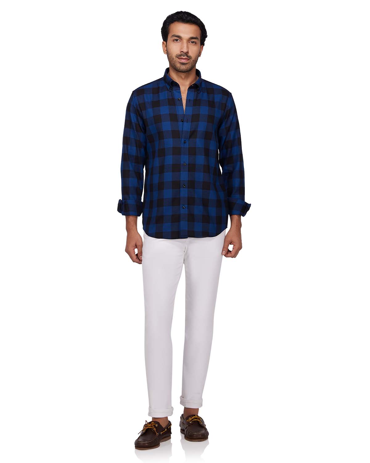Twill Checked Shirt - Navy & Black