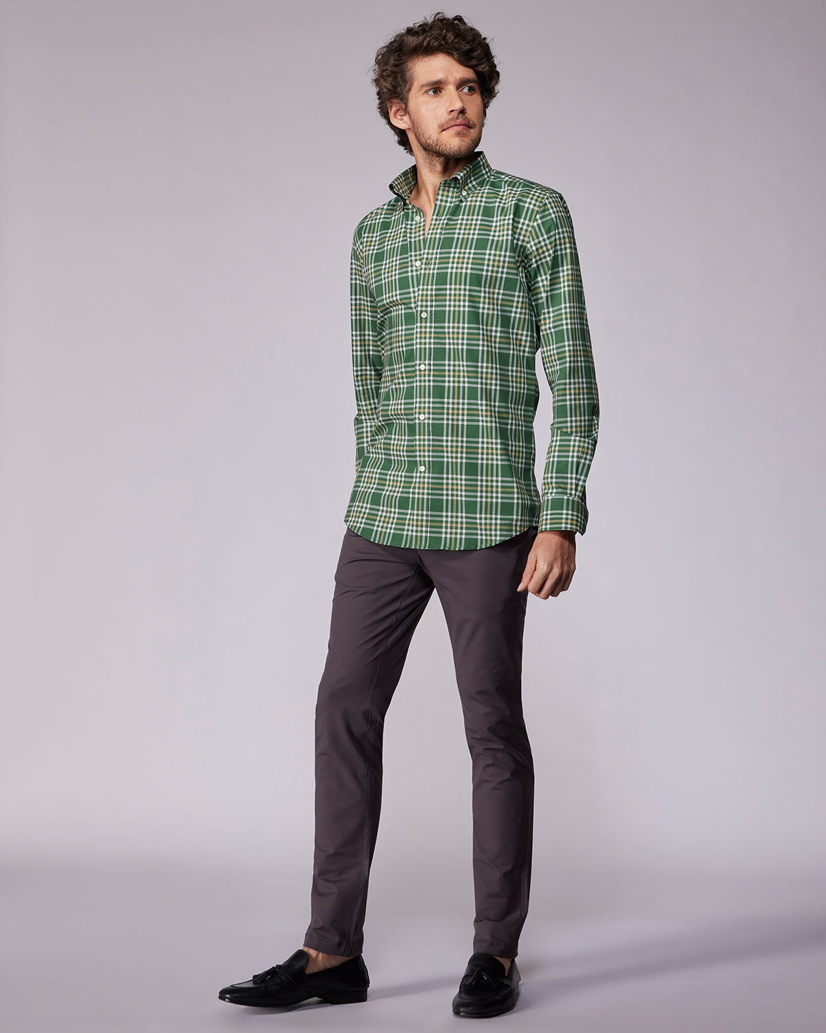 Cotton Poplin Checked Shirt - Green