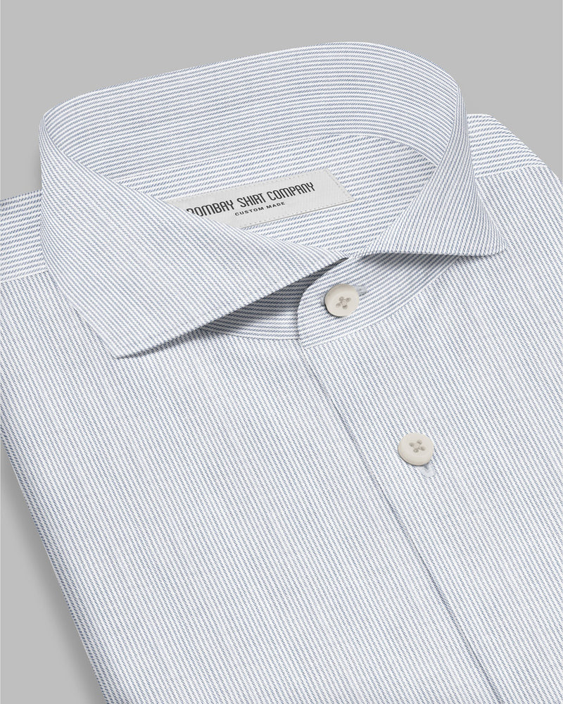 Serac Twill Pinstriped Shirt - Blue