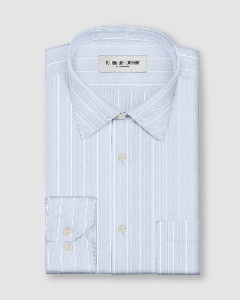 Riviero Twill Striped Shirt - Blue