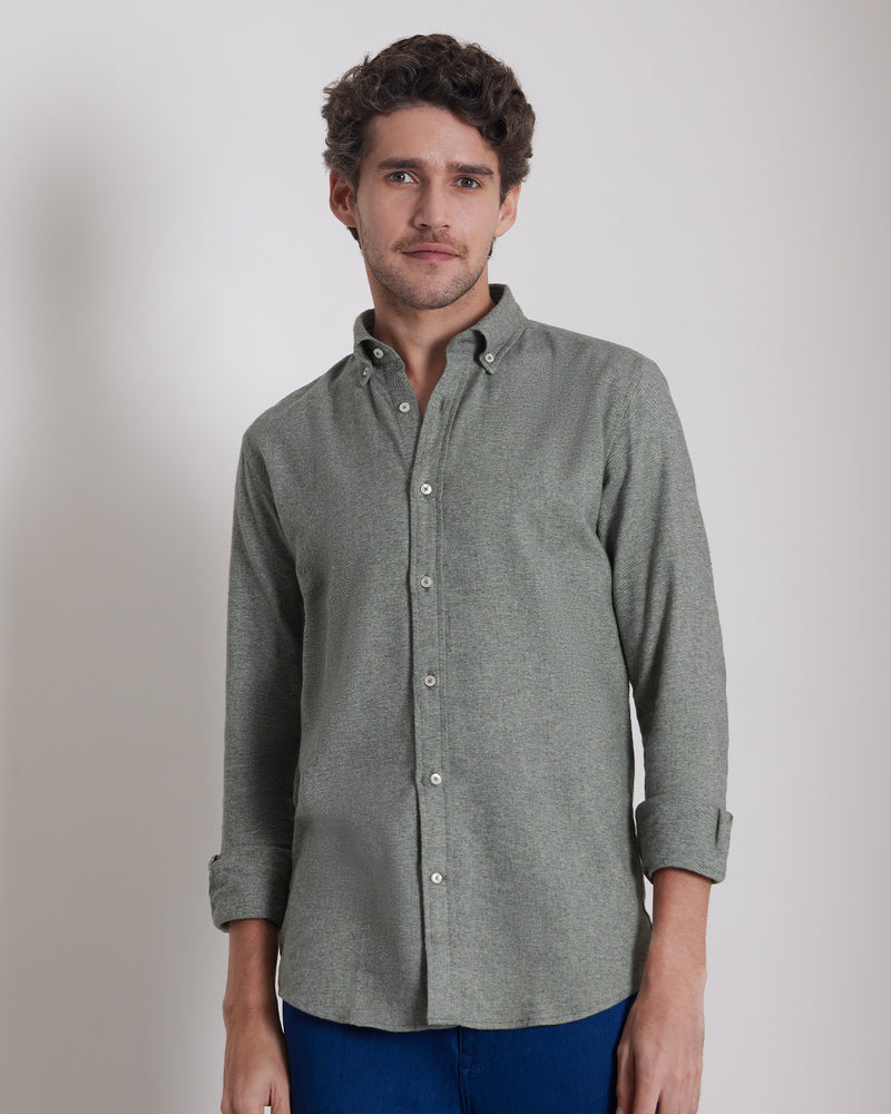 Brushed Twill Shirt - Olive