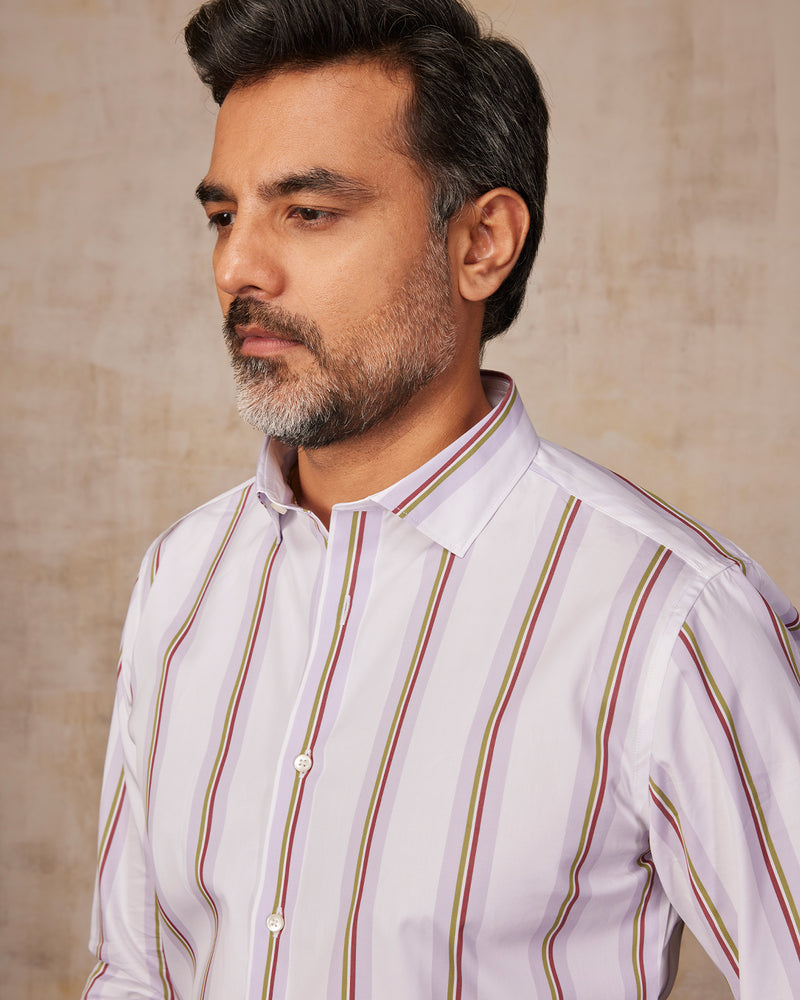 Somelos Striped Shirt - Purple & White