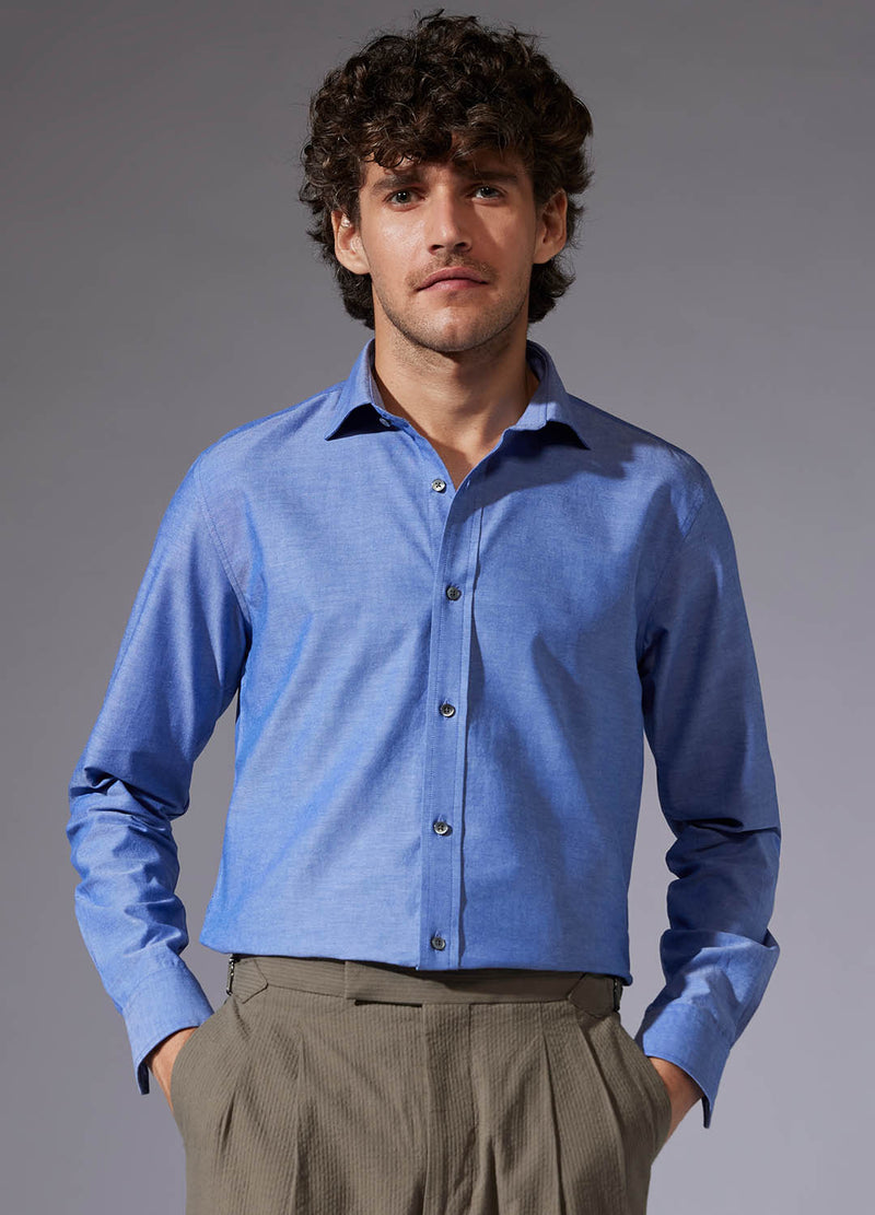 Cotton Oxford Shirt - Dark Blue