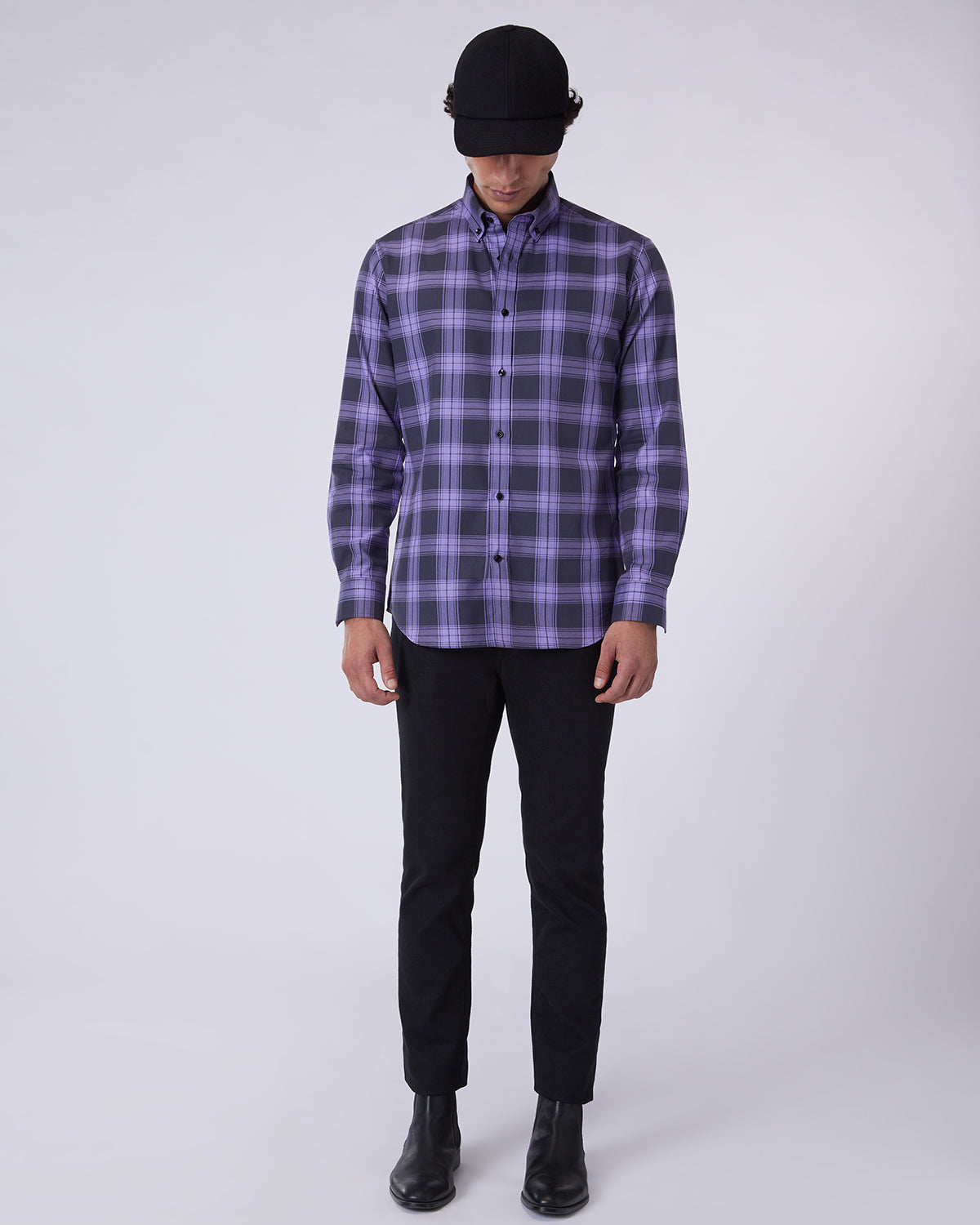 Twill Checked Shirt - Purple & Black