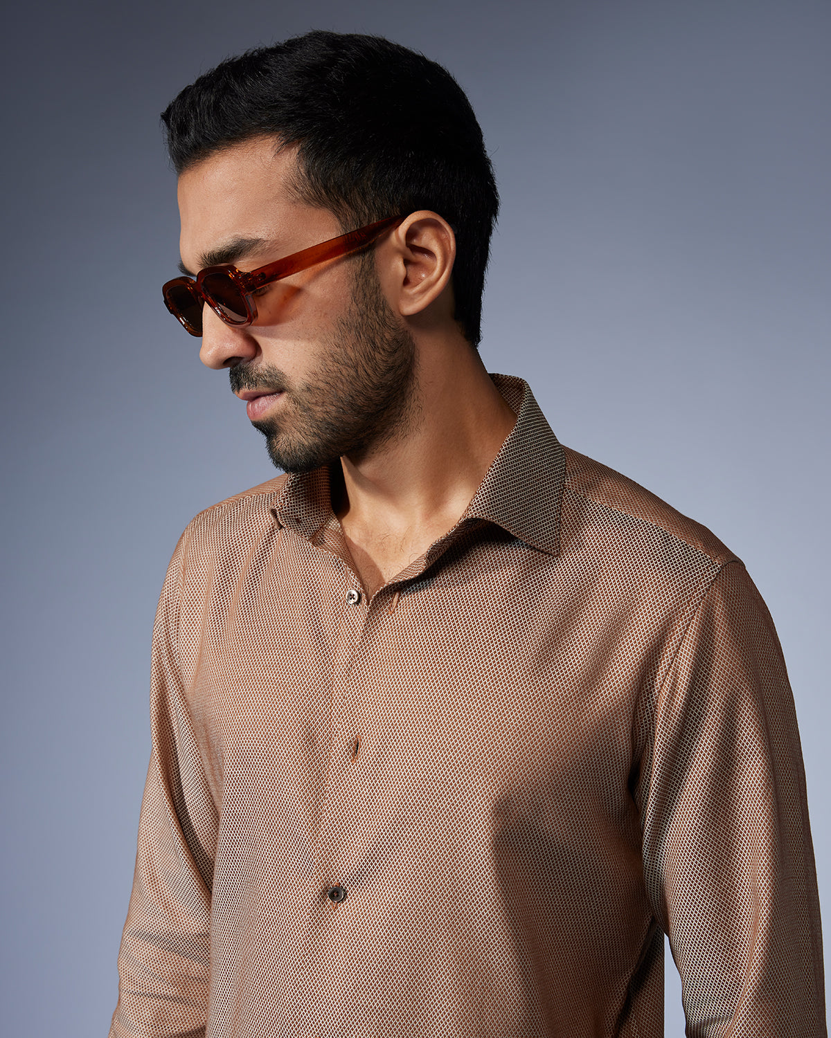 Cotton Dobby Shirt - Brown