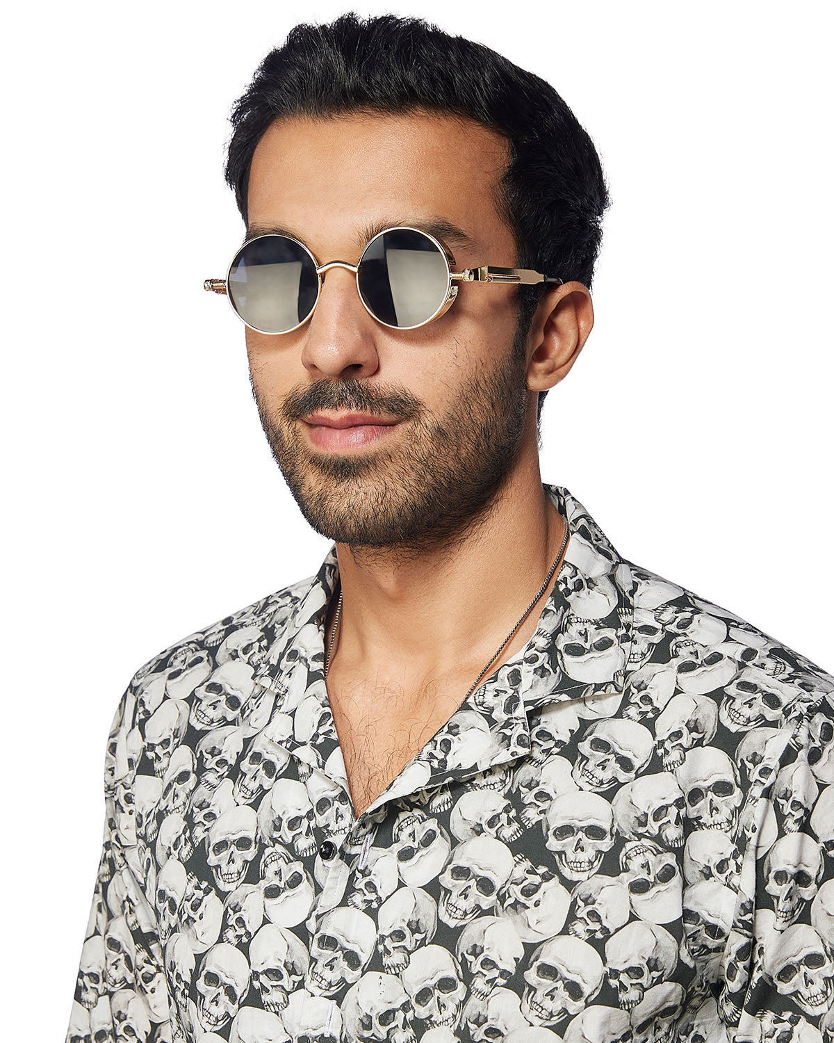 Dominion Skull Printed Shirt - Black & White