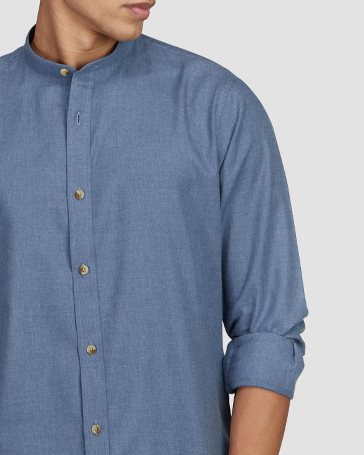 Metal Blue Brushed Twill Shirt