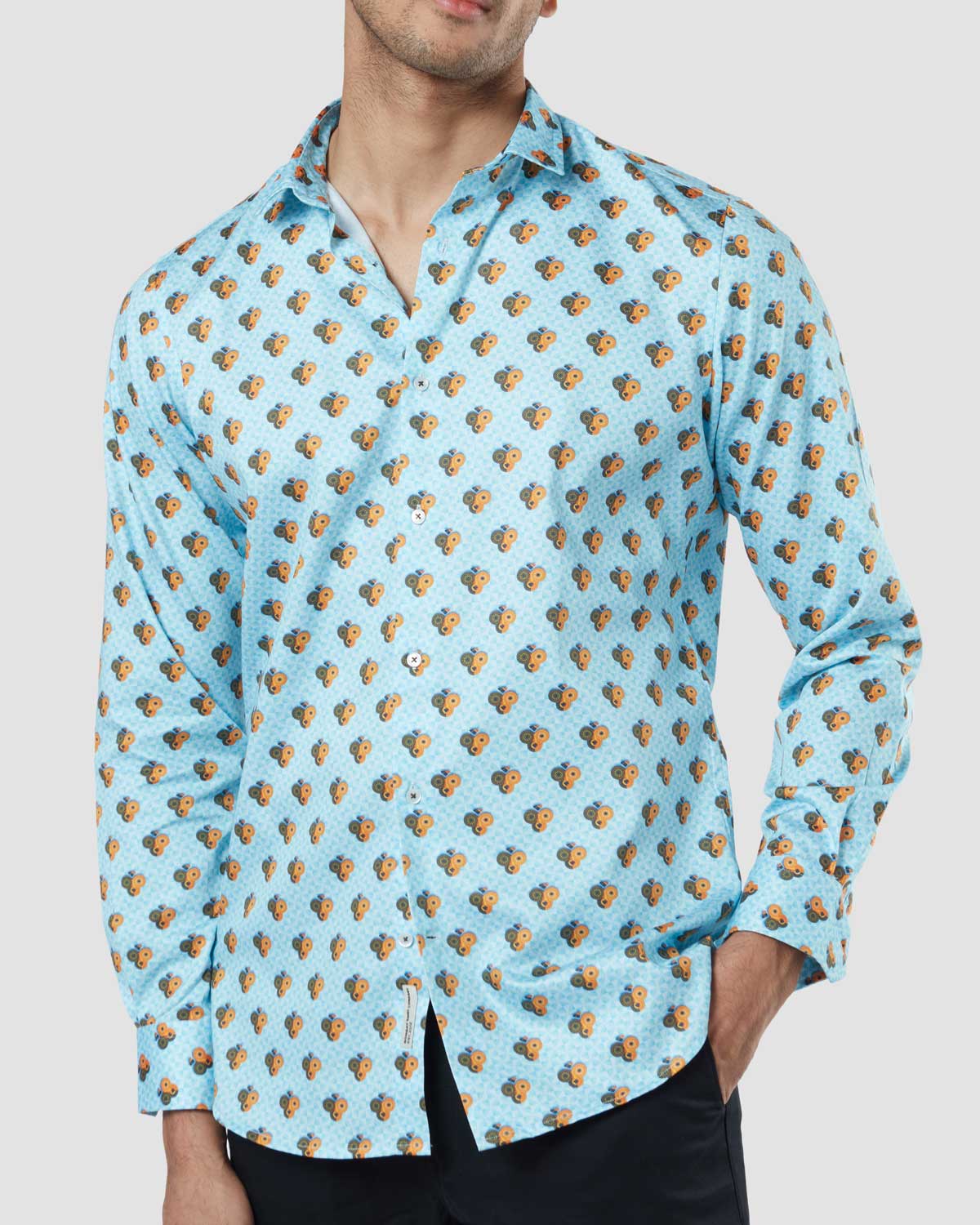 Club Printed Shirt - Light Blue