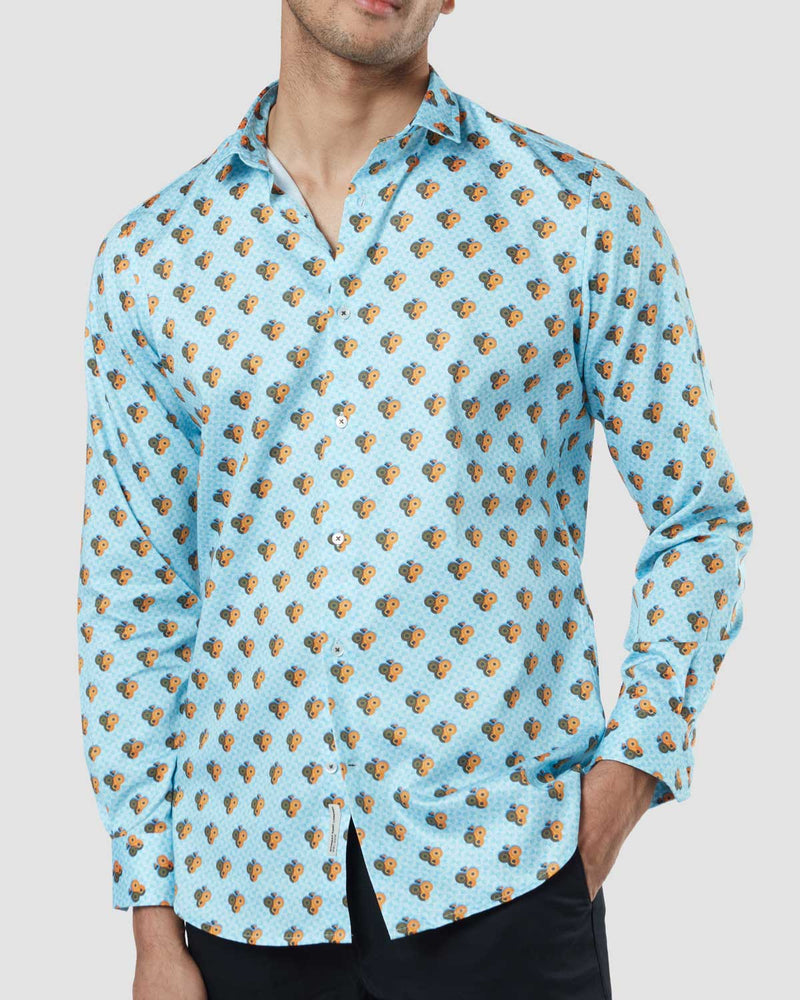Club Printed Shirt - Light Blue
