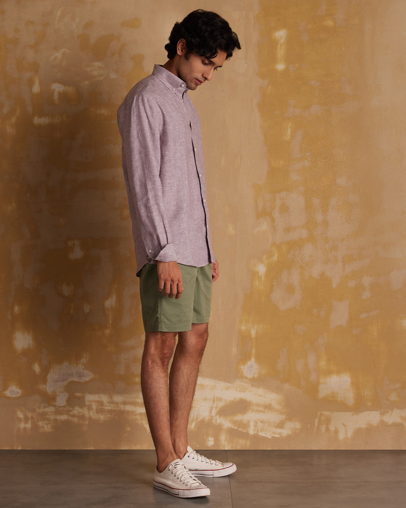 Soft Washed Linen Shirt - Deep Purple