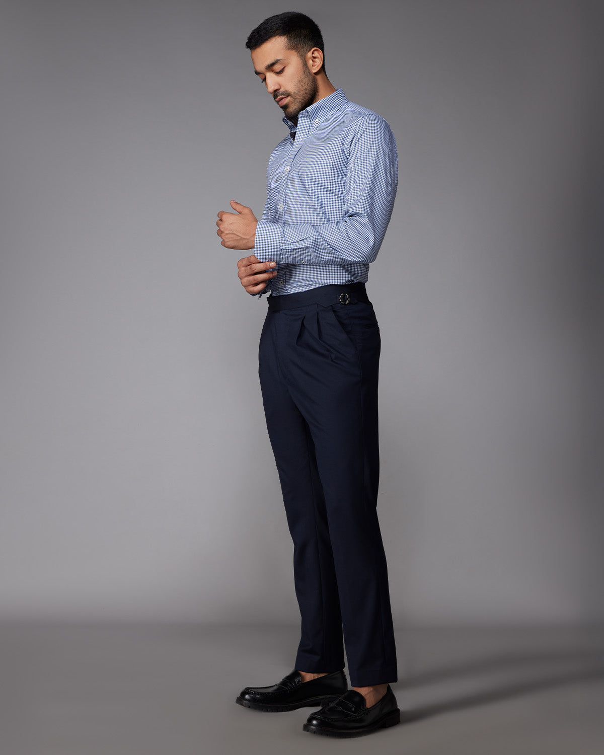 Gingham Checked Shirt - Navy & White