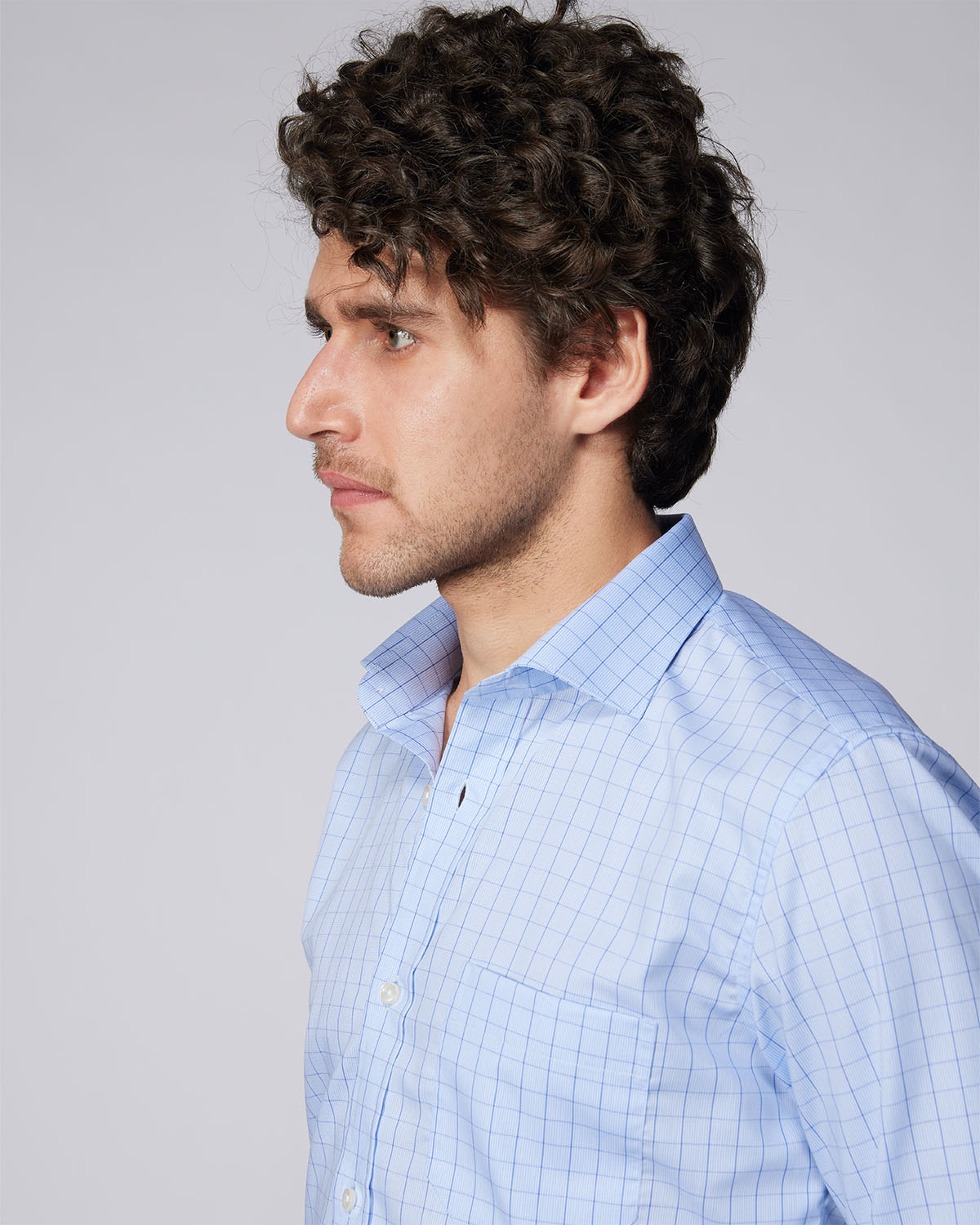 Cotton Checked Shirt - Dark & Light Blue