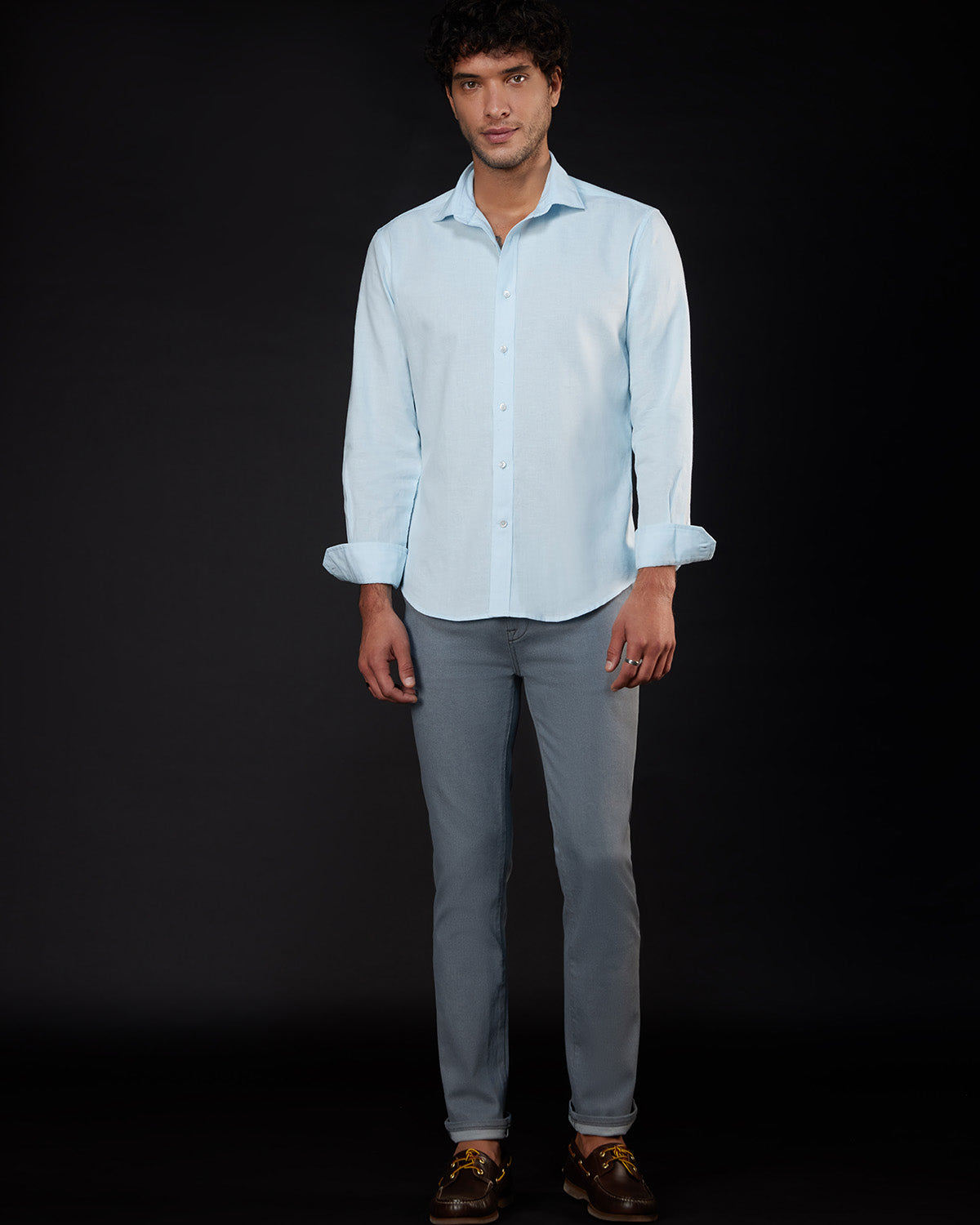 Cotton Linen Shirt - Light Blue