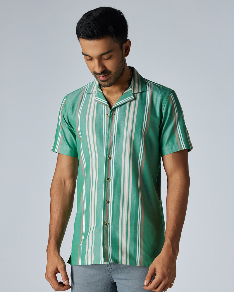 Twill Striped Shirt - Green