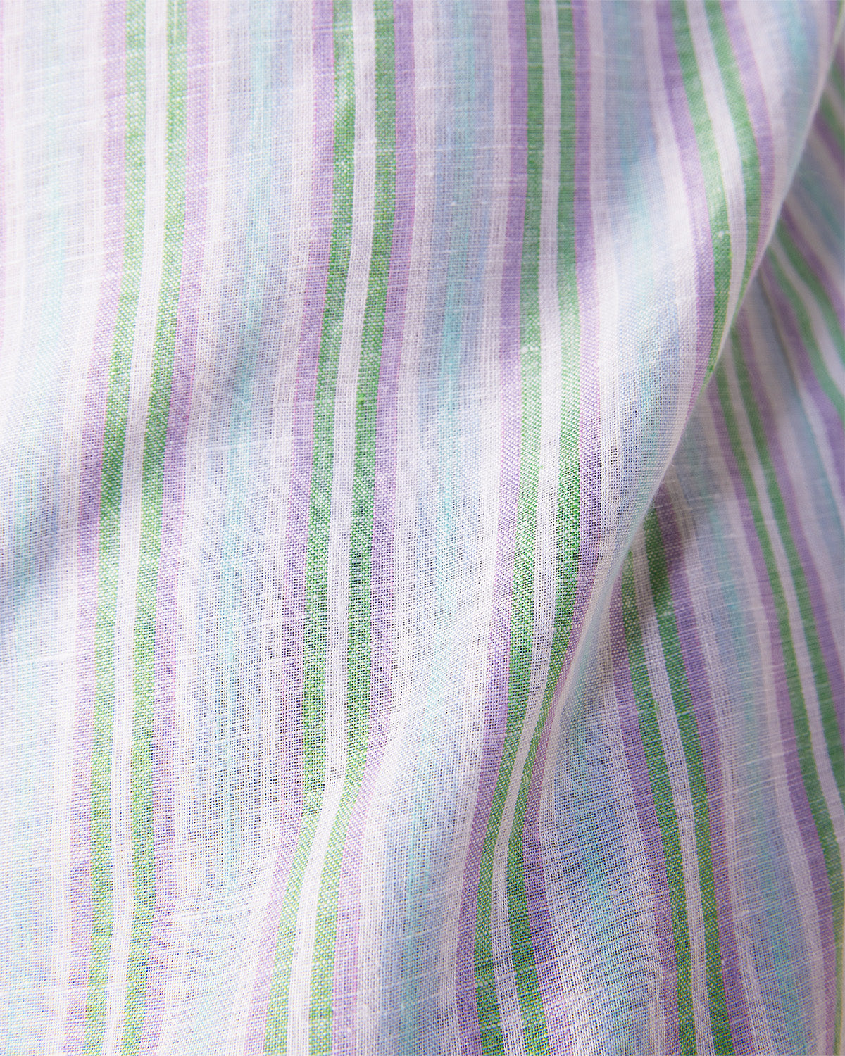 100% Linen Striped Shirt - Blue & Green