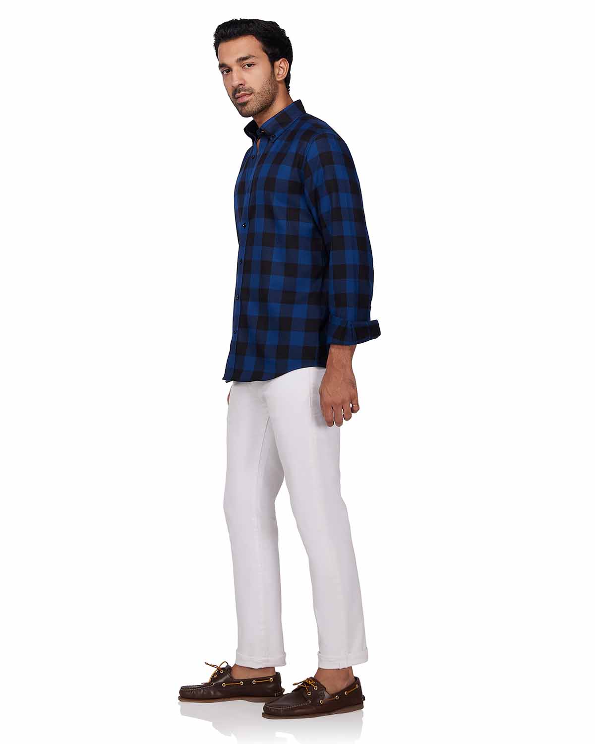 Twill Checked Shirt - Navy & Black