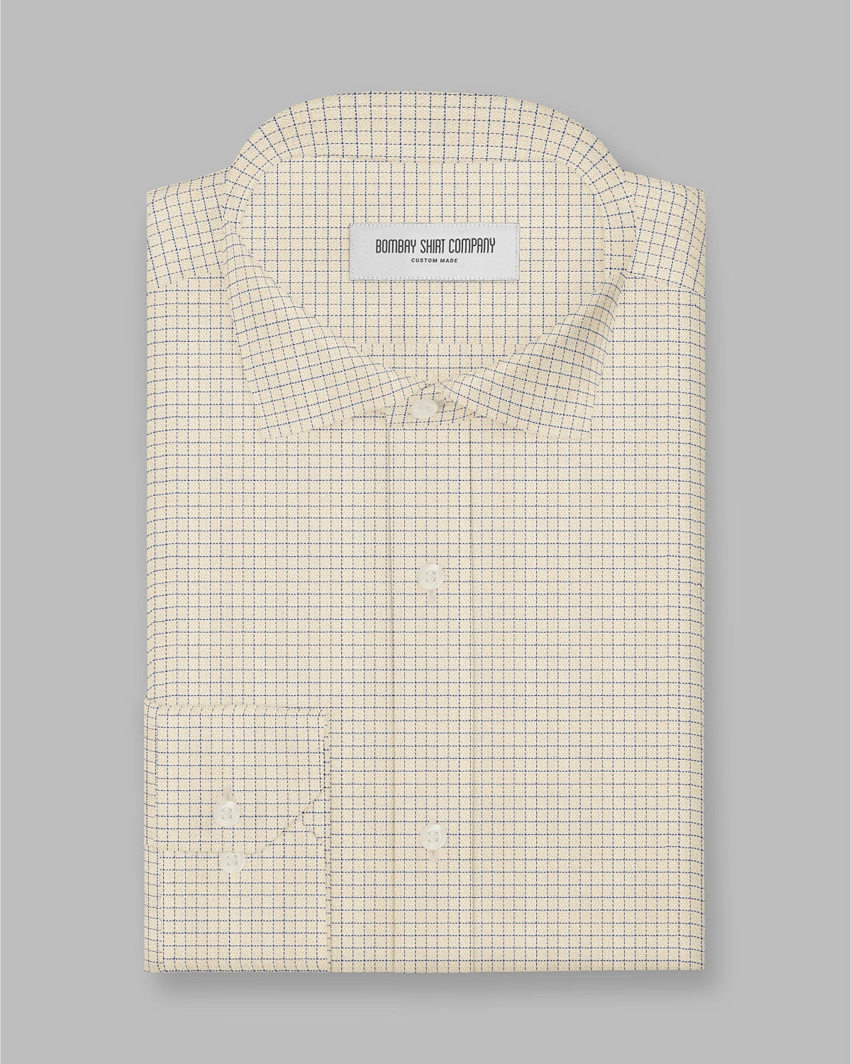 Aventine Herringbone Checked Shirt - Yellow & Dark Blue