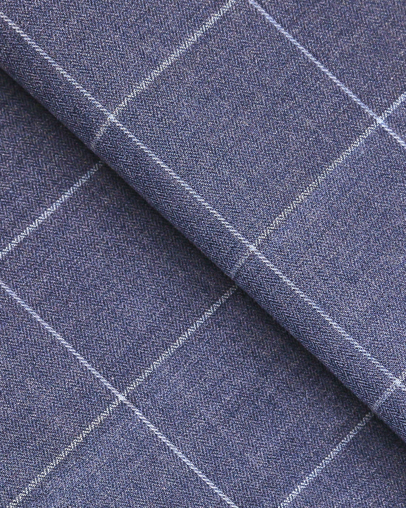 Marine Blue Brushed Herringbone Checks Shirt