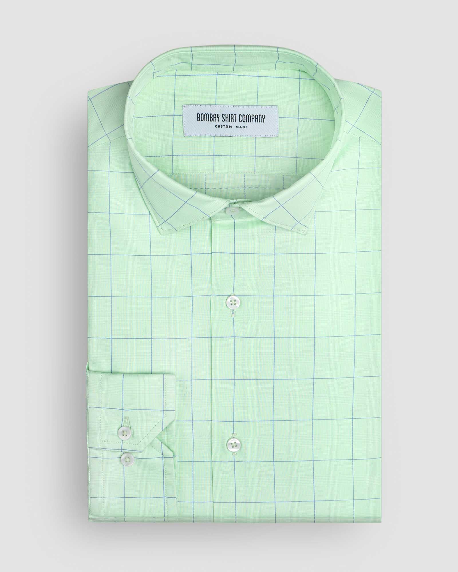 Wrinkle Resistant Green Apple Prince of Wales Checks Shirt