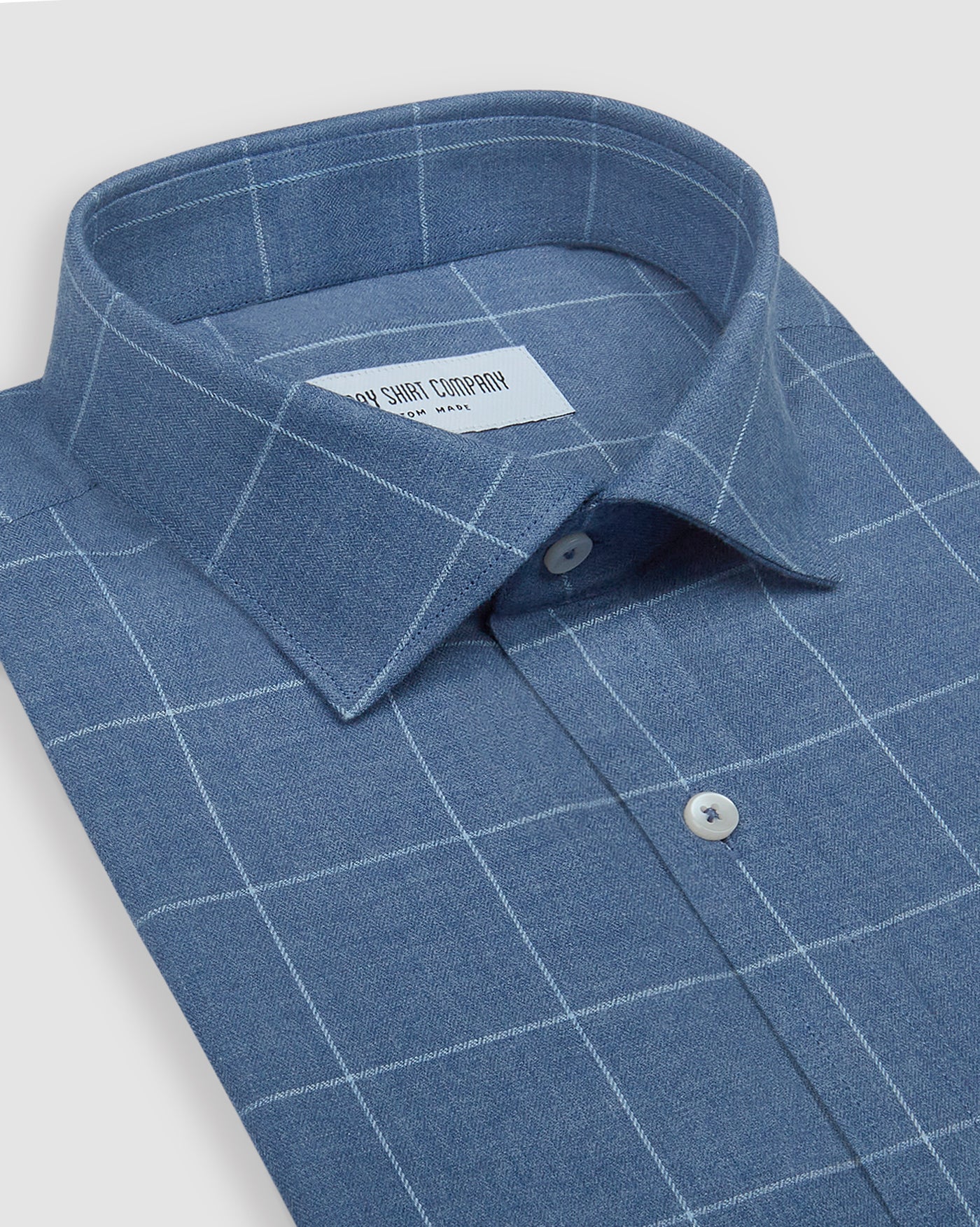 Marine Blue Brushed Herringbone Checks Shirt